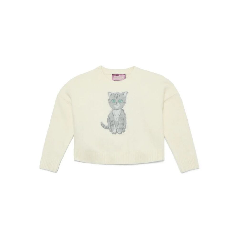 Weekend Academy Girls Pullover Graphic Print Sweater Cat